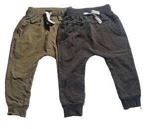 Little Bipsy Toddler Jogger Pants 2T-3T Olive Gray Sweatpants 2 Pair Lot